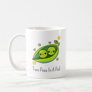 Zwei Erbsen in einer Schote Kaffeetasse