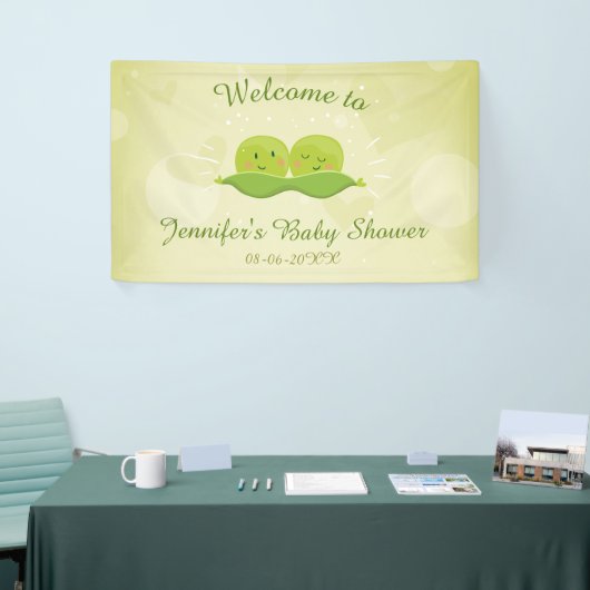 Zwei Erbsen in Pod Baby Duschbanner Twins Neutral Banner (Messeveranstaltung)