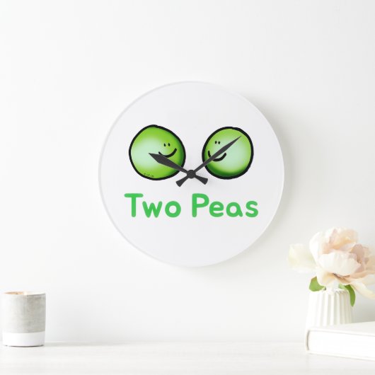 Zwei Erbsen Niedlich Freundschaft Kunst Große Wanduhr (Zuhause)