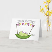 Zwei Erbsen-Twin-Girls Neugeborene Glückwünsche Ba Karte (Gelbe Blume)