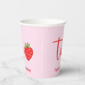 Zwei Erdbeeren Geburtstag Rosa Pappbecher (Rechts)