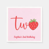 Zwei Erdbeeren Geburtstag Serviette (Vorderseite)