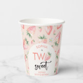 Zwei Erdbeeren-Kindergeburtstag Pappbecher (Rückseite)