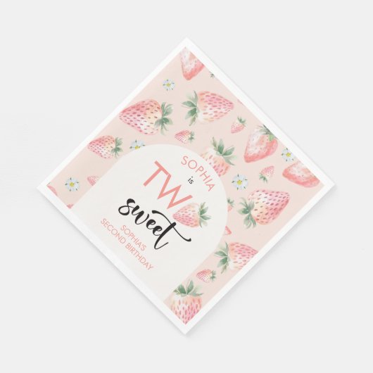 Zwei Erdbeeren-Kindergeburtstag Serviette (Ecke)