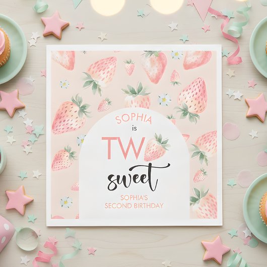 Zwei Erdbeeren-Kindergeburtstag Serviette