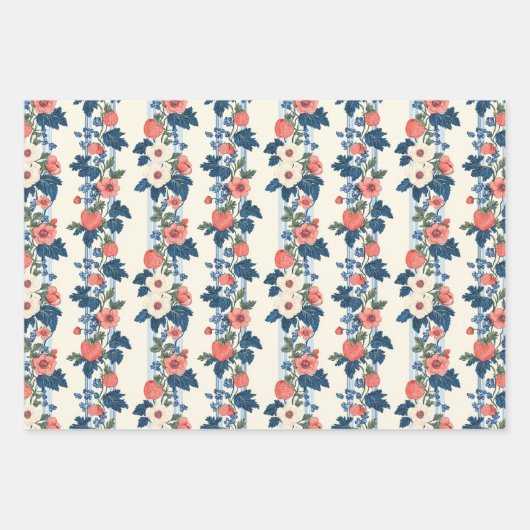 Zwei Erdbeeren und eine solide Farbe Geschenkpapier Set (Vorderseite 2)