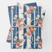 Zwei Erdbeeren und eine solide Farbe Geschenkpapier Set (Beispiel)