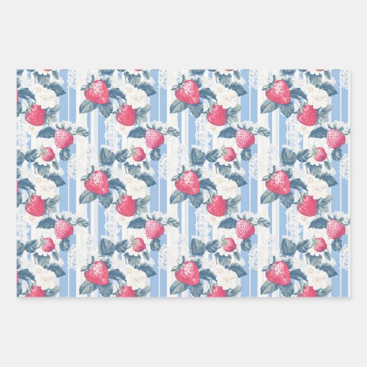 Zwei Erdbeeren und eine solide Farbe Geschenkpapier Set (Vorderseite 2)