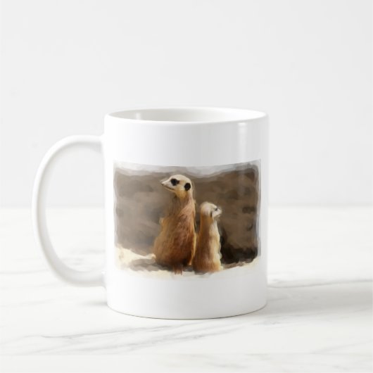 Zwei Erdmaennchen Kaffeetasse (Links)