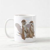 zwei Erdmännchen mit Schatten Kaffeetasse (Links)