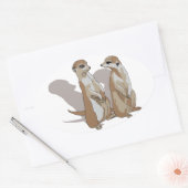 zwei Erdmännchen mit Schatten Ovaler Aufkleber (Umschlag)