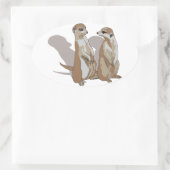 zwei Erdmännchen mit Schatten Ovaler Aufkleber (Tasche)