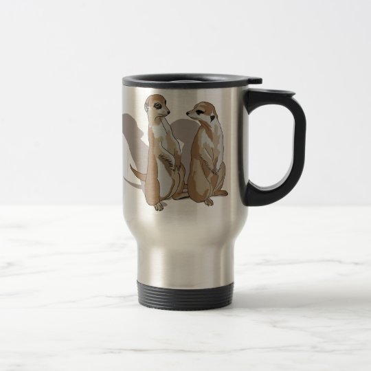 zwei Erdmännchen mit Schatten Reisebecher
