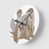zwei Erdmännchen mit Schatten Runde Wanduhr (Winkel)