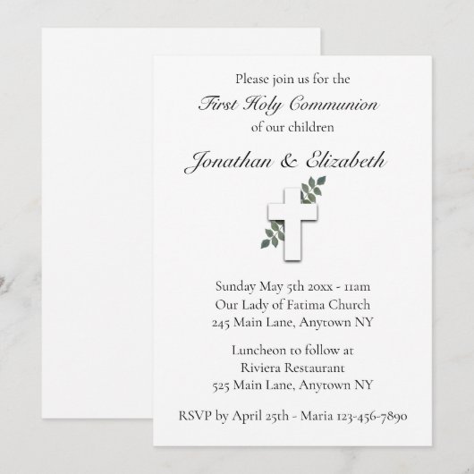 ZWEI ERSTE EINLAGE EINLADUNG (Vorne/Hinten)