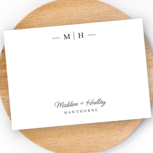Zwei erste Monogramm-Elegant-Coupé-Stationery Mitteilungskarte