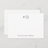 Zwei Erstmalige Monogramm-Couple-Neuauflage-Statio Mitteilungskarte (Vorne/Hinten)