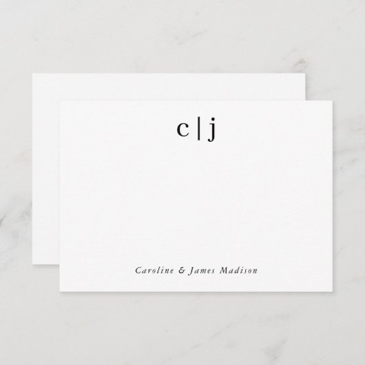 Zwei Erstmalige Monogramm-Couple-Neuauflage-Statio Mitteilungskarte (Vorne/Hinten)