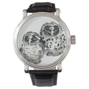 Zwei Eule-Küken, Saumfarbe Armbanduhr