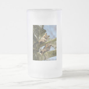 Zwei Eulen im Wald, Vögel, Wildtiere Frostglas Mattglas Bierglas