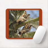 Zwei Eulen im Wald, Vögel, Wildtiere Maus Pad Mousepad (Mit Mouse)