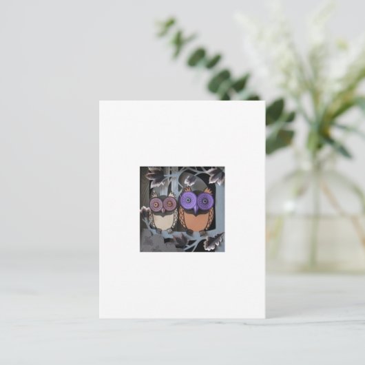 zwei Eulen Postkarte (Stehend Vorderseite)
