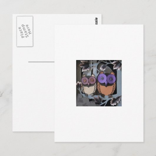 zwei Eulen Postkarte (Vorne/Hinten)