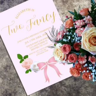 Zwei Extravagante Bow Floral Geburtstag Acryleinladungen