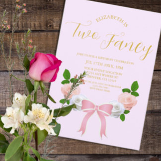 Zwei Extravagante Bow Floral Geburtstag Einladung
