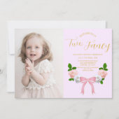 Zwei Extravagante Bow Floral Geburtstag Einladung (Vorderseite)