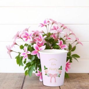 Zwei Extravagante Bow Floral Geburtstag Pappbecher