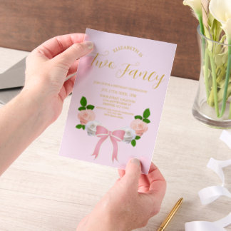 Zwei Extravagante Bow Floral Geburtstag Pergament Einladungen