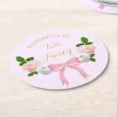 Zwei Extravagante Bow Floral Geburtstag Runder Pappuntersetzer (Angewinkelt)