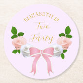 Zwei Extravagante Bow Floral Geburtstag Runder Pappuntersetzer (Vorderseite)