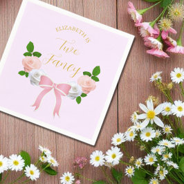 Zwei Extravagante Bow Floral Geburtstag Serviette