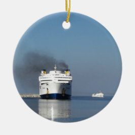 Zwei Fähren in Griechenland Keramikornament
