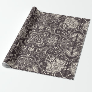 Zwei Farben Vintag nahtlos. Contour arabi Geschenkpapier