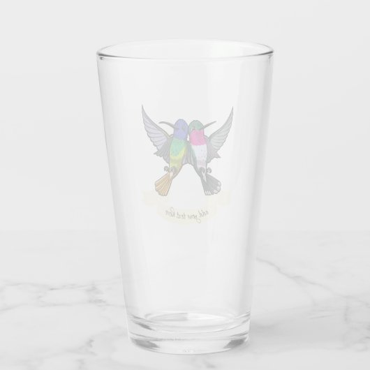 Zwei farbenfrohe Hovering Hummingbird Friends Cart Glas (Rückseite)