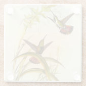 Zwei farbenfrohe Hummingbirds streben nach derselb Glasuntersetzer (Rückseite)