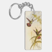 Zwei farbenfrohe Hummingbirds streben nach derselb Schlüsselanhänger (Vorderseite links)