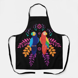 Zwei farbenfrohe Kakadu, eines blau und eines oran Schürze