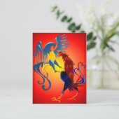 Zwei farbenfrohe Kampfroster Postkarte (Stehend Vorderseite)