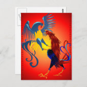 Zwei farbenfrohe Kampfroster Postkarte (Vorne/Hinten)