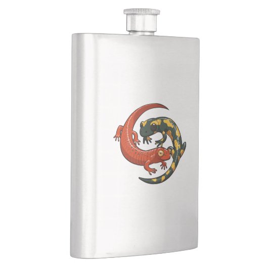 Zwei farbenfrohe Lächelnde Salamander verliefen Ca Flachmann (Rechts)