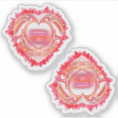 Zwei farbenfrohe, pulsierende Herz-Custom-Schnitt Aufkleber (Vorderseite)