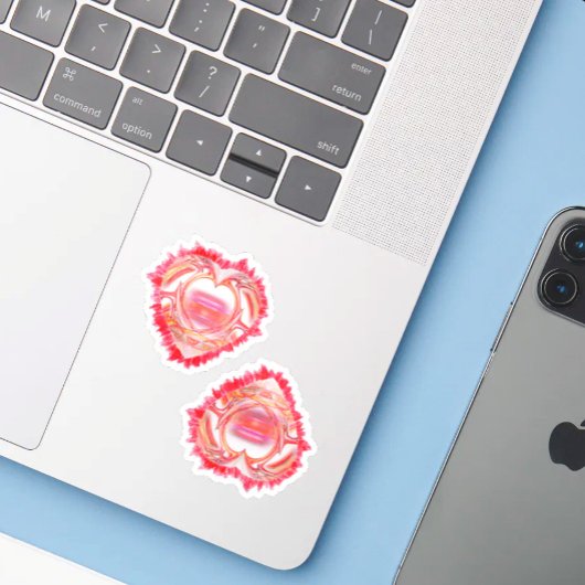 Zwei farbenfrohe, pulsierende Herz-Custom-Schnitt Aufkleber