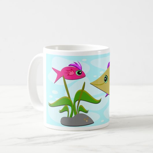 Zwei farbige Fische Kaffeetasse (Vorderseite Links)