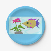 Zwei farbige Fische Pappteller (Vorderseite)