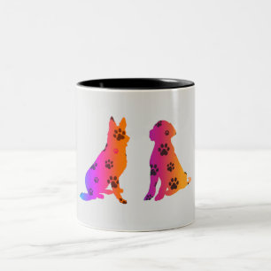 Zwei farbige Hunde Kaffee-Tasse. Zweifarbige Tasse