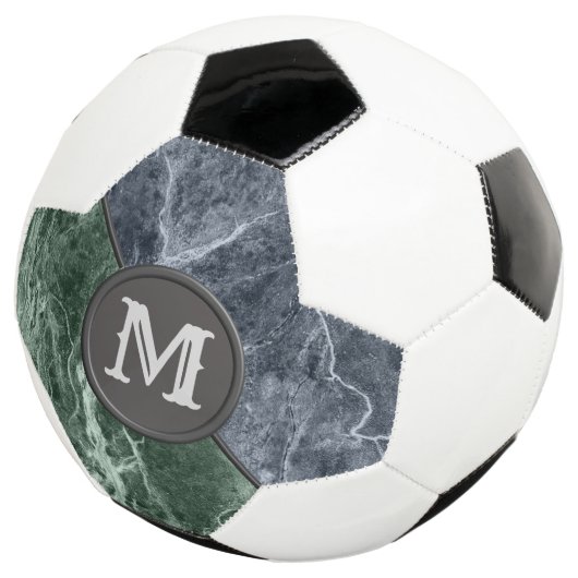 Zwei farbige Marmor-Monogramm - Wählen Sie Ihre Fa Fußball (Dreiviertel)